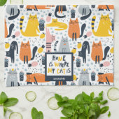 Zuhause ist der Mit Monogramm Name meiner Katze Geschirrtuch (Gefaltet)