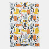 Zuhause ist der Mit Monogramm Name meiner Katze Geschirrtuch (Vertikal)