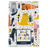 Zuhause ist der Mit Monogramm Name meiner Katze Mittlere Geschenktüte (Rückseite)