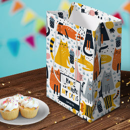 Zuhause ist der Mit Monogramm Name meiner Katze Mittlere Geschenktüte