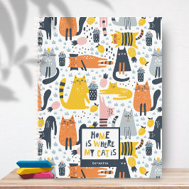 Zuhause ist der Mit Monogramm Name meiner Katze Notizblock