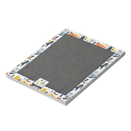 Zuhause ist der Mit Monogramm Name meiner Katze Notizblock (Rotiert)