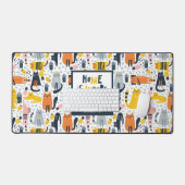 Zuhause ist der Mit Monogramm Name meiner Katze Schreibtischunterlage (Tastatur & Maus)