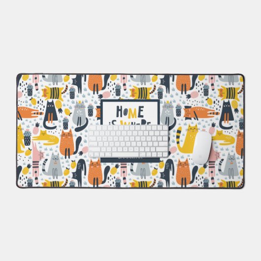 Zuhause ist der Mit Monogramm Name meiner Katze Schreibtischunterlage (Tastatur & Maus)