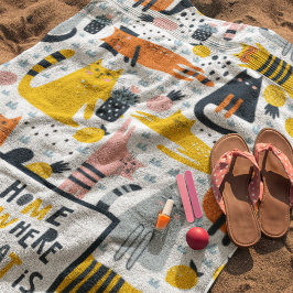 Zuhause ist der Mit Monogramm Name meiner Katze Strandtuch