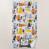 Zuhause ist der Mit Monogramm Name meiner Katze Strandtuch (Vorderseite)