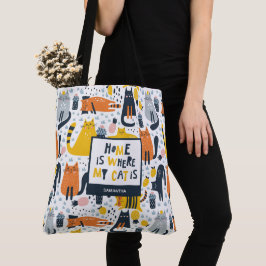 Zuhause ist der Mit Monogramm Name meiner Katze Tasche