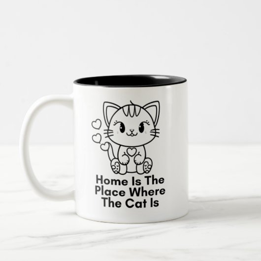 Zuhause ist der Ort, an dem die Katze ist Zweifarbige Tasse (Links)