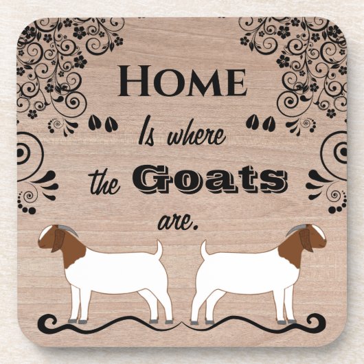 Zuhause ist der Ort, an dem die Ziegen sind - Flei Getränkeuntersetzer (Vorderseite)