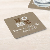 Zuhause ist der Ort, an dem Herz Zitat macht Rechteckiger Pappuntersetzer (angewinkelt)