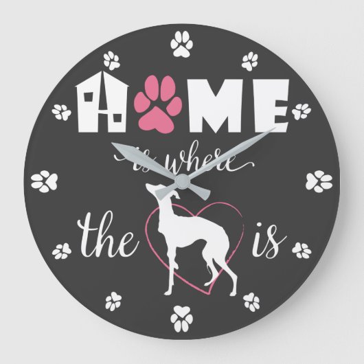 Zuhause ist der Ort, an dem Iggy Dog Funny Quote W Große Wanduhr (Vorderseite)