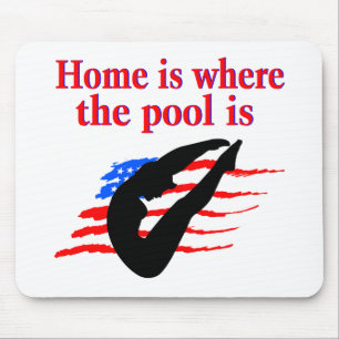 ZUHAUSE IST DER ORT, WO DER POOL DAS DESIGN TAUCHT MOUSEPAD