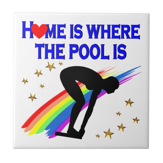 ZUHAUSE IST DER POOL FÜR DIESEN SCHWIMMER FLIESE (Vorderseite)