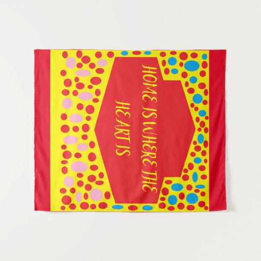 Zuhause ist der Punkt, an dem das Herz rot ist mit Wandteppich (Vorderseite (Horizontal))