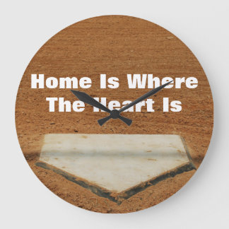 Zuhause ist dort, wo das Herz Baseball-Zuhause-Pla Große Wanduhr