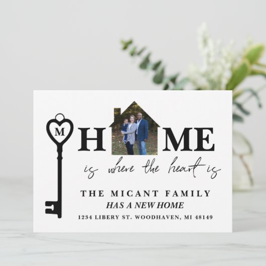 Zuhause ist dort, wo das Herz ist, neue Adresskart Ankündigung (Stehend Vorderseite)