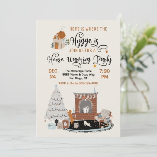 Zuhause ist dort, wo das Hygge-Party zur Erwärmung Einladung (Stehend Vorderseite)