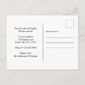 Zuhause ist dort, wo das Pferd sich neu aufhält Ankündigungspostkarte (Rückseite)