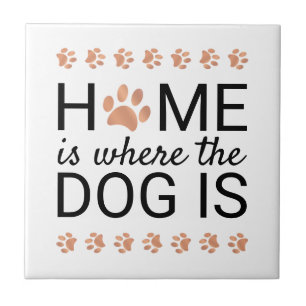 Zuhause ist dort, wo der Hund ist Rose Gold Folie Fliese