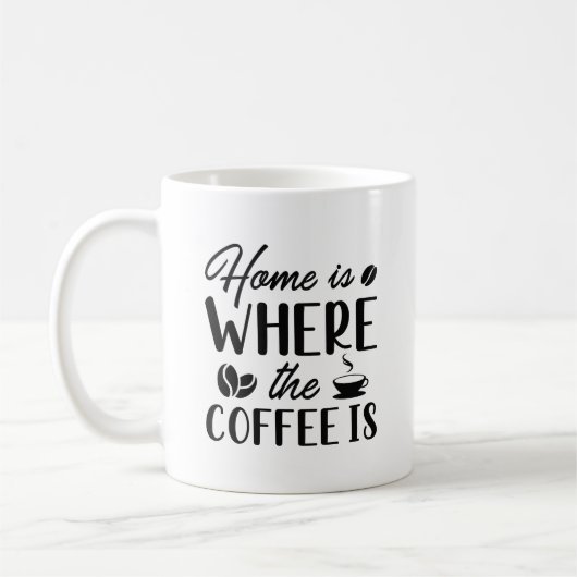 Zuhause ist dort, wo der Kaffee ist Kaffeetasse (Links)