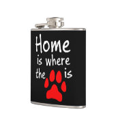 Zuhause ist dort, wo der Pfotendruck Hip Flask ist Flachmann (Links)