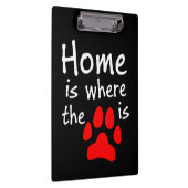 Zuhause ist dort, wo der Pfotendruck schwarz ist Klemmbrett (Rechts)