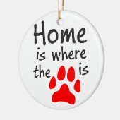 Zuhause ist dort, wo der Pfotendruck steht Keramikornament (Links)