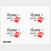 Zuhause ist dort, wo der Pfotendruck steht Ovaler Aufkleber (Blatt)