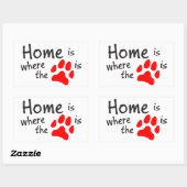 Zuhause ist dort, wo der Pfotendruck steht Rechteckiger Aufkleber (Blatt)