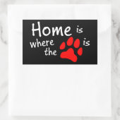 Zuhause ist dort, wo der Pfotendruck steht Rechteckiger Aufkleber (Tasche)