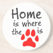 Zuhause ist dort, wo der Pfotendruck steht Sandstein Untersetzer (Vorne)