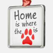 Zuhause ist dort, wo der Pfotendruck steht Silbernes Ornament (Links)