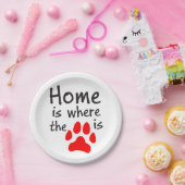 Zuhause ist dort, wo der Pfotendruck White Paper P Pappteller (Party)