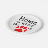 Zuhause ist dort, wo der Pfotendruck White Paper P Pappteller (Schrägansicht)