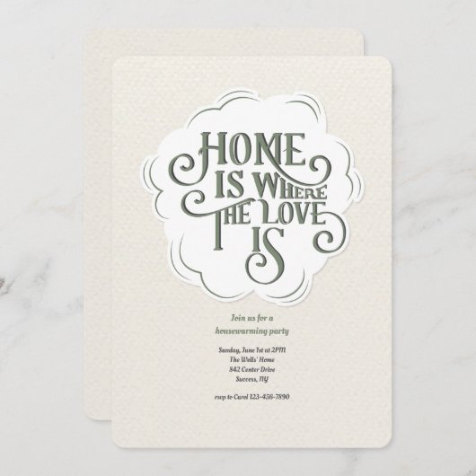 Zuhause ist dort, wo die Liebe das Party häuslich Einladung (Vorne/Hinten)