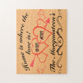 Zuhause ist dort, wo Liebe Familienname und Lover- Puzzle (Vertikal)