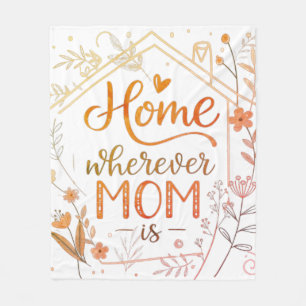 Zuhause ist dort, wo Mama ist - Florale Typografie Fleecedecke