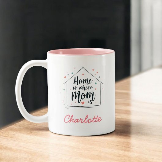 Zuhause ist dort, wo Mama ist | Niedliche Minimali Zweifarbige Tasse