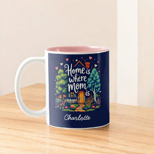 Zuhause ist dort, wo Mama ist Personalisierter M Zweifarbige Tasse