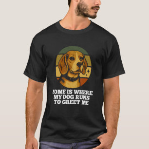 Zuhause ist dort, wo mein Hund Beagle Retro-Hunde T-Shirt