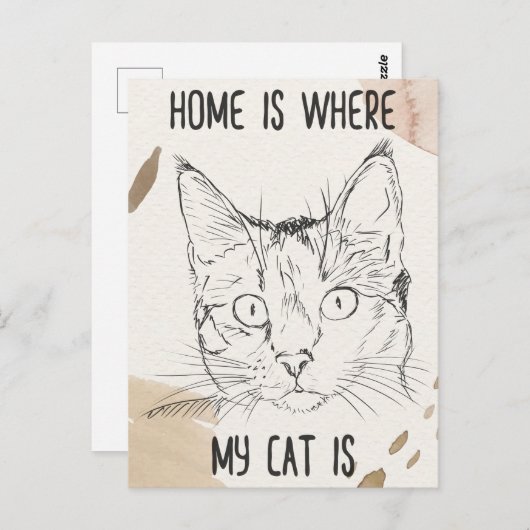 Zuhause ist dort, wo meine Katze ist, Zuhause, wo  Postkarte (Vorne/Hinten)