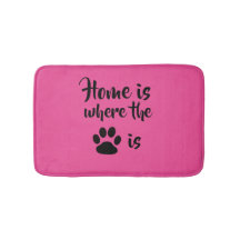 Zuhause ist dort, wo Paw Print rosa Rug Bath Mat i