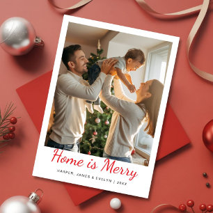 Zuhause ist frohe Weihnachtskarte für die ganze Fa Feiertagskarte