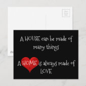 Zuhause ist immer aus Liebe Zitat Typografie Herz Postkarte (Vorne/Hinten)