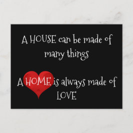 Zuhause ist immer aus Liebe Zitat Typografie Herz  Postkarte