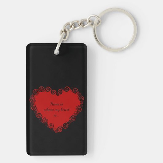 Zuhause ist mein Herz, Liebe Rot Schwarz Schlüsselanhänger (Rückseite)