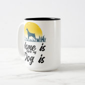 Zuhause ist mein Hund - Doberman Sunset Design Zweifarbige Tasse (Vorderseite Links)
