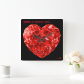 Zuhause ist, wo das Herz Funkelnd ist Red Valentin Quadratische Wanduhr (Zuhause)
