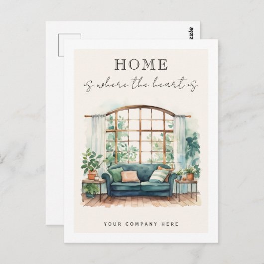 Zuhause ist, wo das Herz gemütlich ist. Postkarte (Vorne/Hinten)