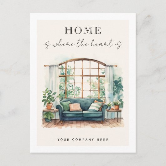 Zuhause ist, wo das Herz gemütlich ist. Postkarte (Vorderseite)